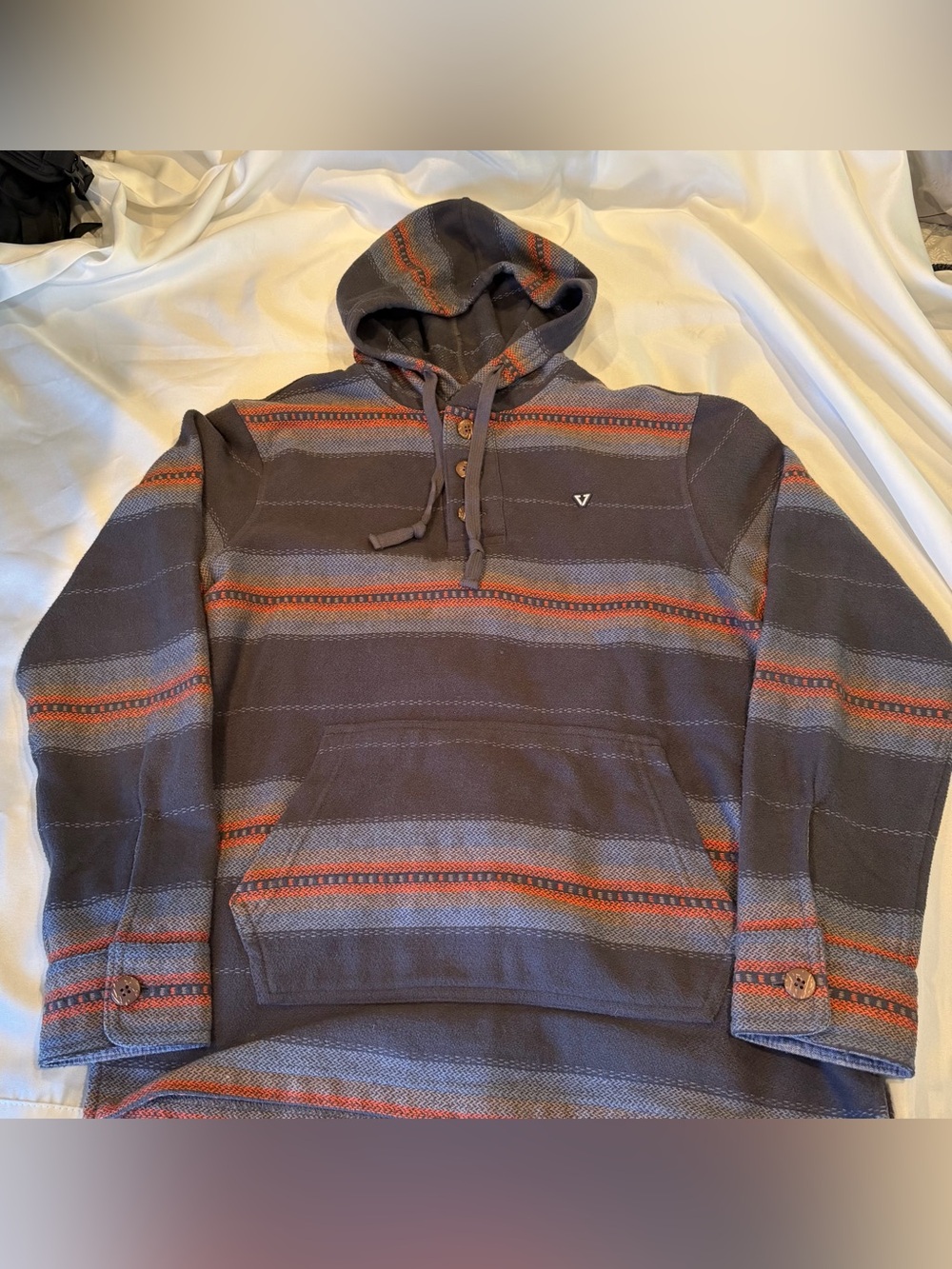 Vissla Organic Cotton Striped Hoodie Multicolor Baja Small Surf Gorpcore
